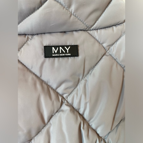 Marc New York Womens Gray Mock Neck Quilted Zip Sleeveless Vest Jacket Size L - Picture 6 of 12